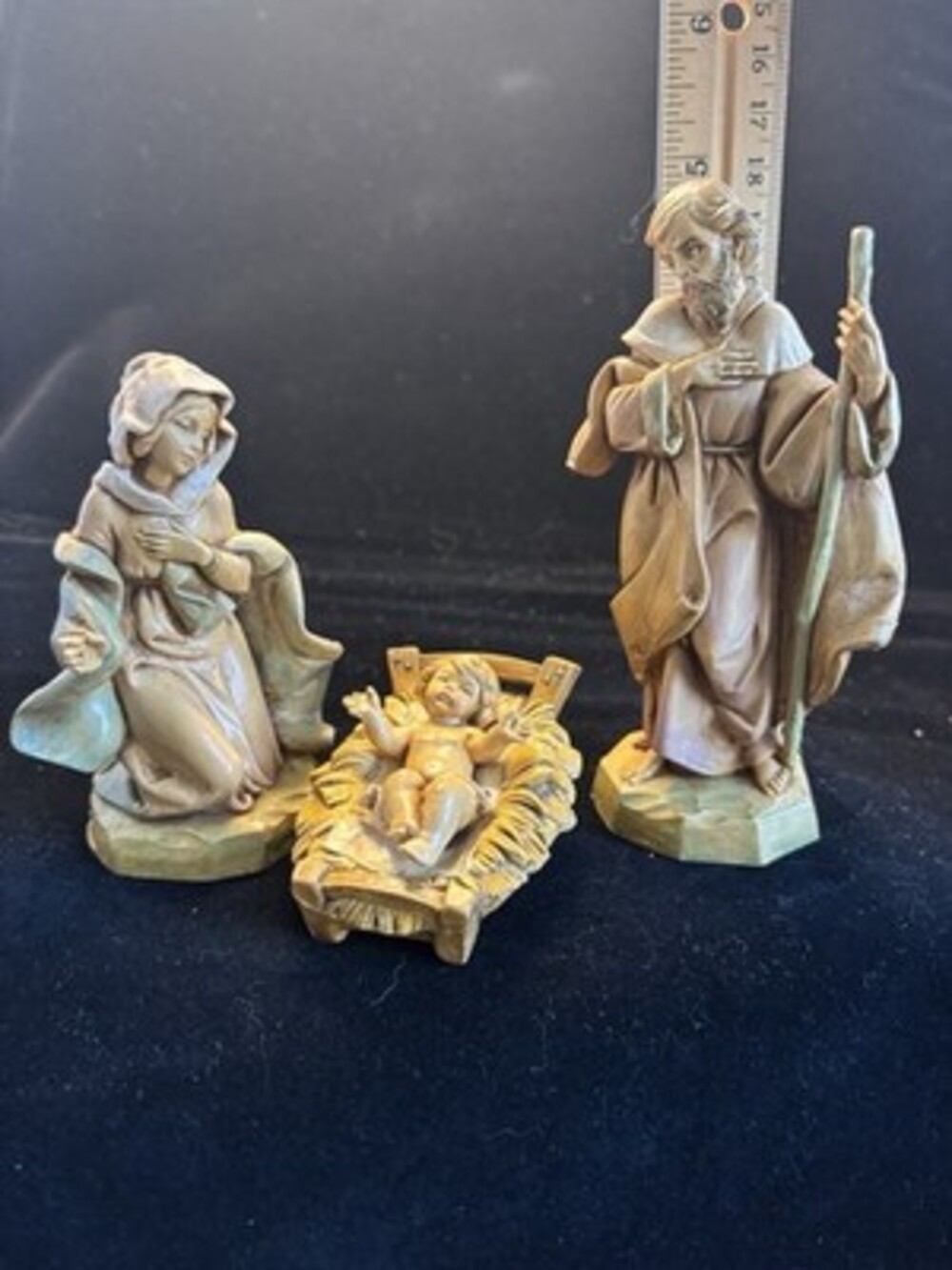 Fontanini 1991 Nativity Set Mary Joseph Jesus 3pc Resin 5in Italy Vintage